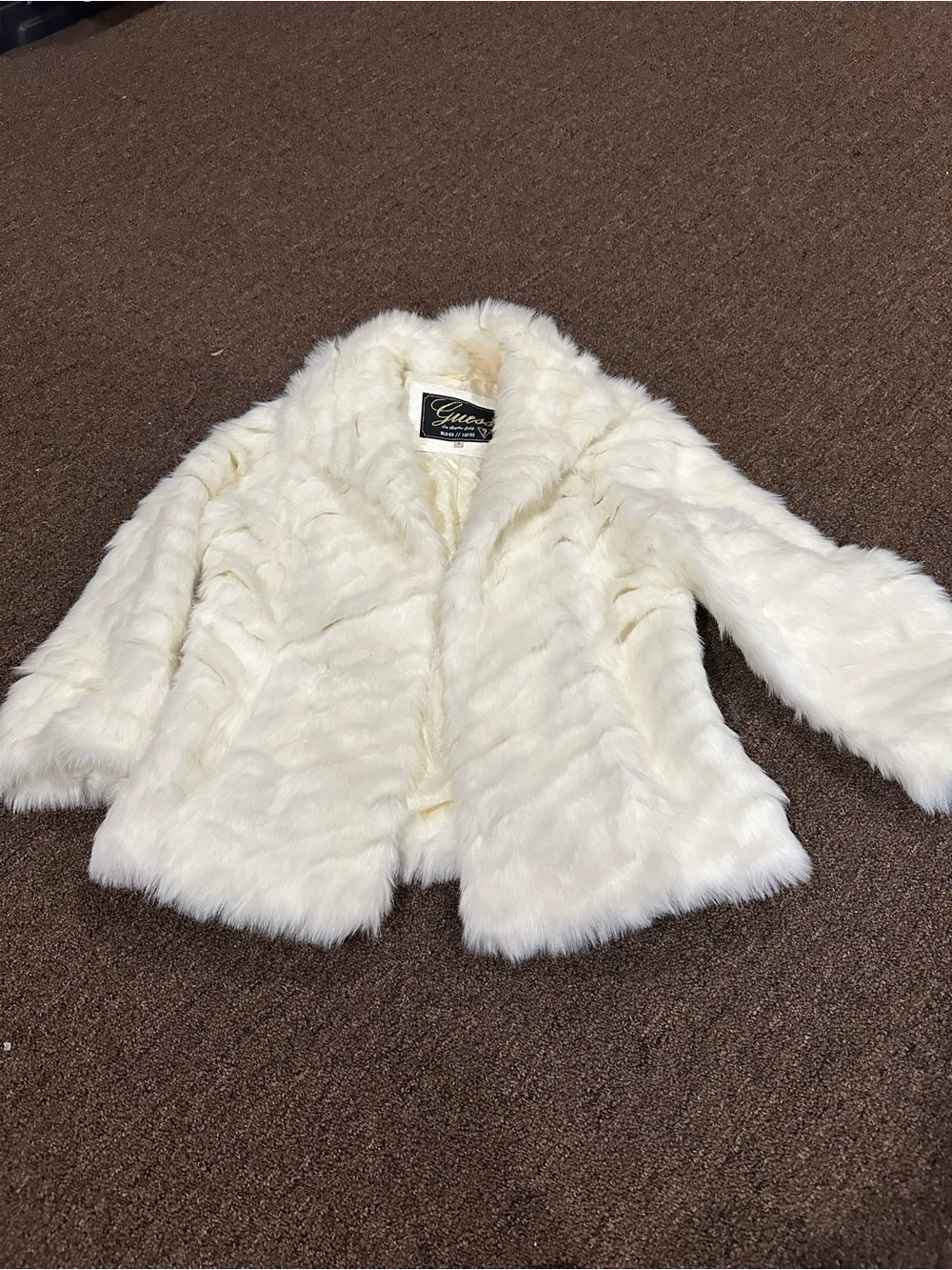 Guess Cream Faux Fur Jacket